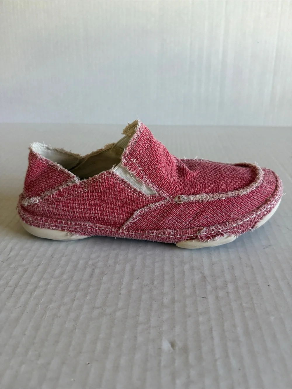 Tony Lama Lipstick Pink Canvas Slip On Shoes